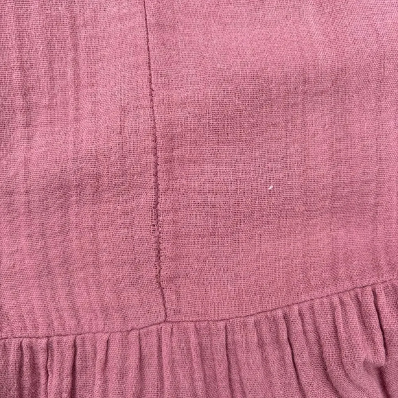 Xirena Dress Gauze Cotton V-Neck Tiered Short Sleeve Pockets Mauve Pink Size S - Picture 6 of 6